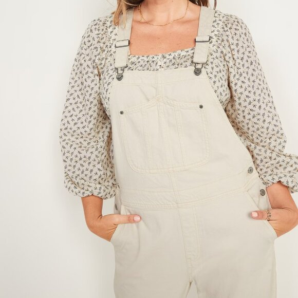 Old Navy Slouchy Ecru-Wash Workwear Jean Overalls Size 20 - Picture 5 of 6